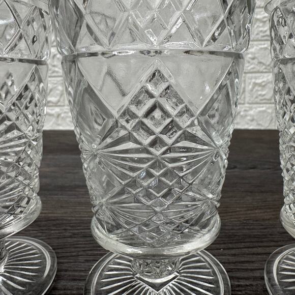 Hazel Atlas Gothic Big Top Peanut Butter Glasses Clear Pressed Drinking Set of 4 - Picture 5 of 10